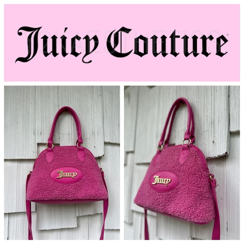 Juicy‎ Couture Fuschia Faux Sherpa Crazy For You Dome Satchel
